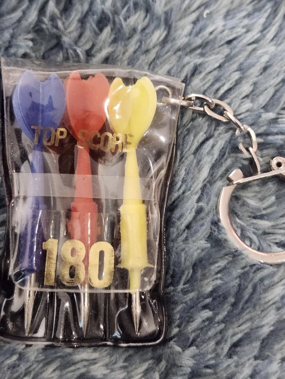 Vintage 3-Pack Mini Dart Set Keychain in Blue, Red, Yellow